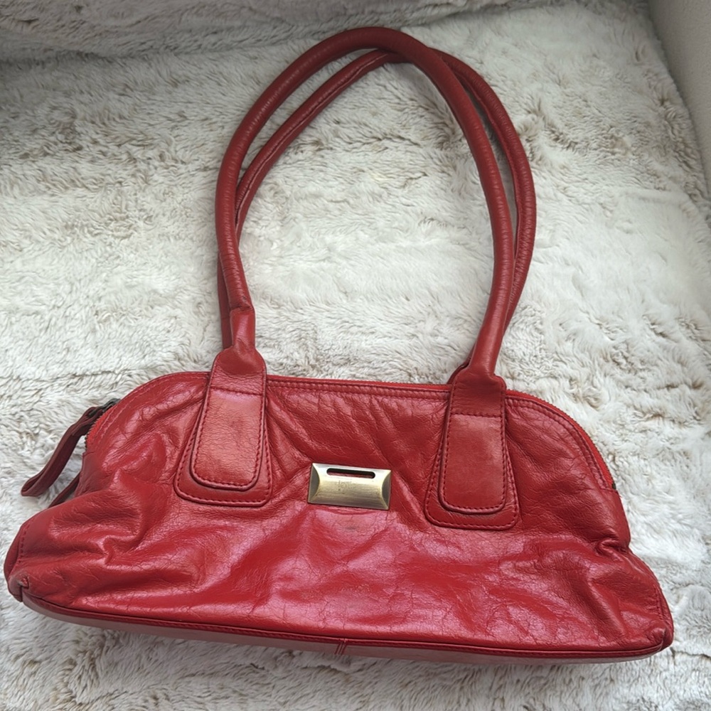 Latico Leather Burnt Orange Red Shoulder Bag 3 Zippers